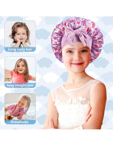3 Gorras de Seda Suave para Niñas con Patrón Unicornio