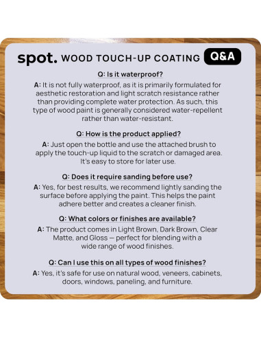 Capa Transparente Spot para Madera - Paquete de 2 Brillante y Mate