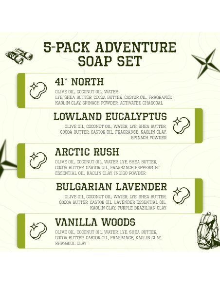 Jabón Natural CompassSoap 142g - Paquete Variado de 5 Aromas
