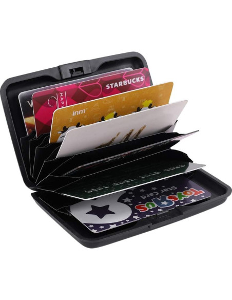 ELFISH Caja de Tarjetas de Crédito Bloqueador RFID Aluminio Negro
