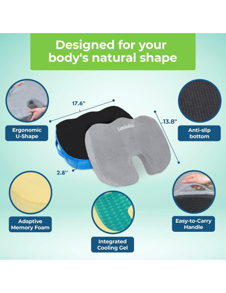 Cojín de Gel LuminaRest para Asiento - Espuma Viscoelástica Certificada