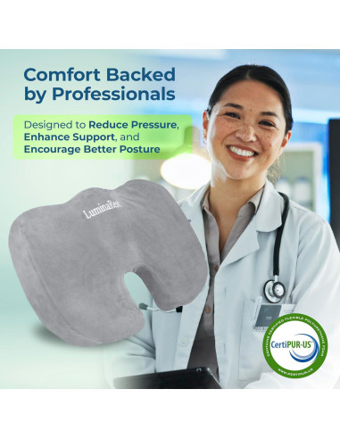 Cojín de Gel LuminaRest para Asiento - Espuma Viscoelástica Certificada