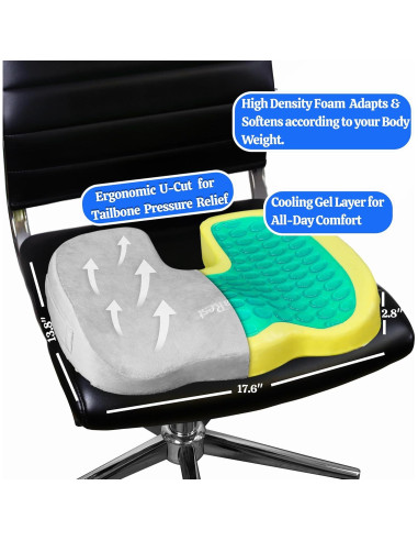 Cojín de Gel LuminaRest para Asiento - Espuma Viscoelástica Certificada