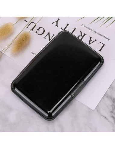 ELFISH Caja de Tarjetas de Crédito Bloqueador RFID Aluminio Negro