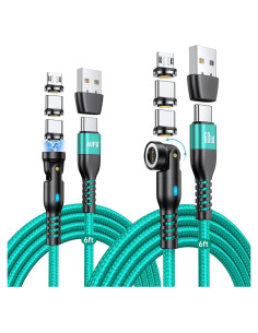 Cable de Carga Magnético AUFU 60W 1.83m Tipo C/Micro USB Verde