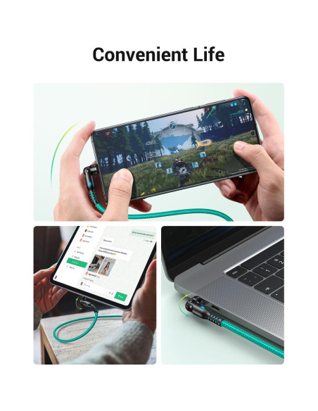 Cable de Carga Magnético AUFU 60W 1.83m Tipo C/Micro USB Verde