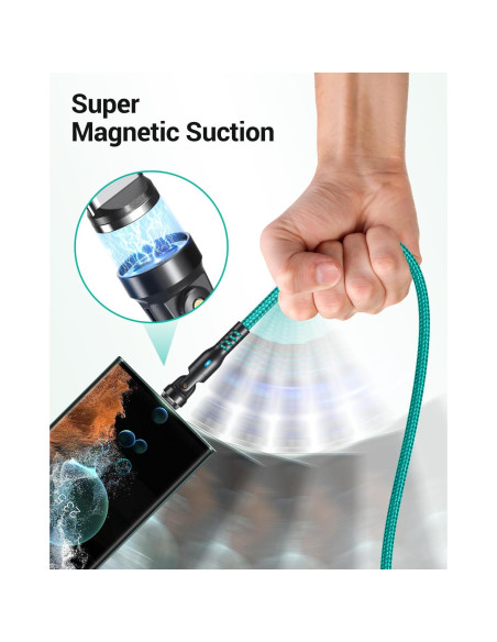 Cable de Carga Magnético AUFU 60W 1.83m Tipo C/Micro USB Verde