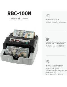 Contador de Billetes Royal Sovereign RBC-100N 1500/min Detección UV 2