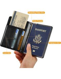 Funda Portapassaporte UUcovers Cuero PU RFID Organizador Viaje 2