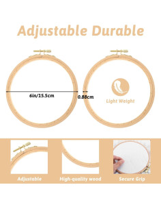 Paquete de 2 Aros de Bordado SHENLIU 15.5 cm Madera de Haya 2