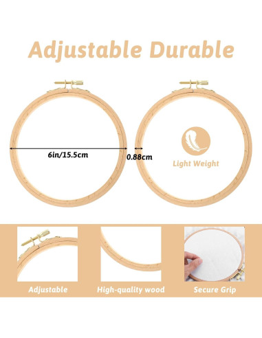 Paquete de 2 Aros de Bordado SHENLIU 15.5 cm Madera de Haya