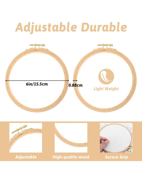 Paquete de 2 Aros de Bordado SHENLIU 15.5 cm Madera de Haya
