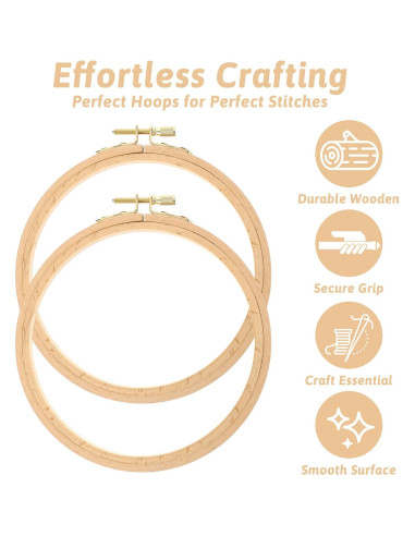 Paquete de 2 Aros de Bordado SHENLIU 15.5 cm Madera de Haya