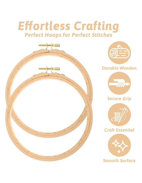 Paquete de 2 Aros de Bordado SHENLIU 15.5 cm Madera de Haya