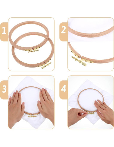 Paquete de 2 Aros de Bordado SHENLIU 15.5 cm Madera de Haya