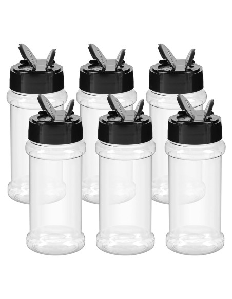 Tarros de Especias de Plástico TUZAZO 3oz 6 Pcs con Tapas
