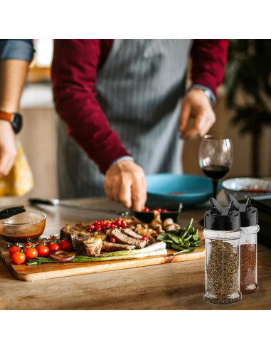 Tarros de Especias de Plástico TUZAZO 3oz 6 Pcs con Tapas