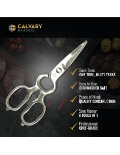 Tijeras de Cocina Calvary Brands - Acero Inoxidable, Multiusos, Apta para Lavavajillas 2