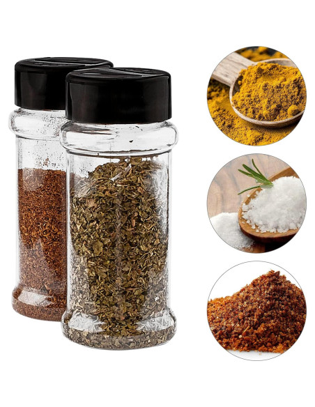 Tarros de Especias de Plástico TUZAZO 3oz 6 Pcs con Tapas