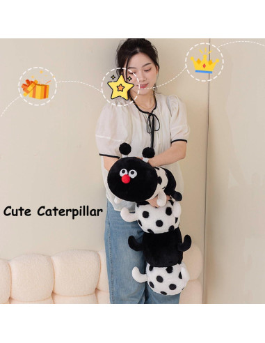 Almohada de Peluche Oruga Negra con Lunares ELAINREN 90 cm