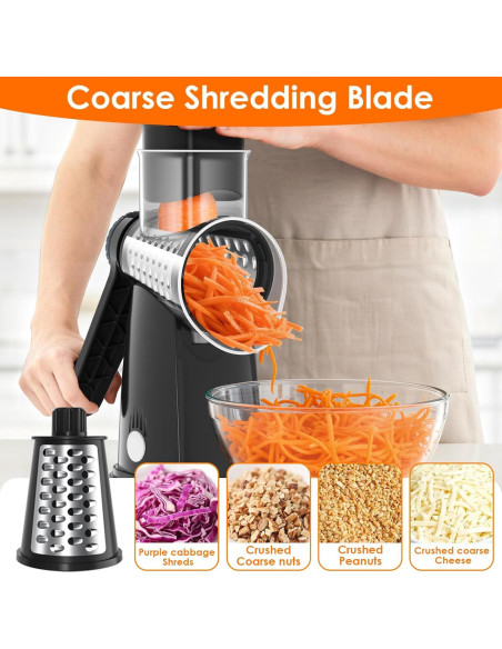 Rallador de Queso Rotativo MealHelper 5 Cuchillas Negro
