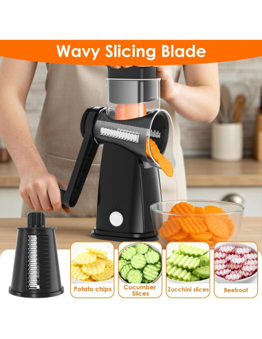 Rallador de Queso Rotativo MealHelper 5 Cuchillas Negro