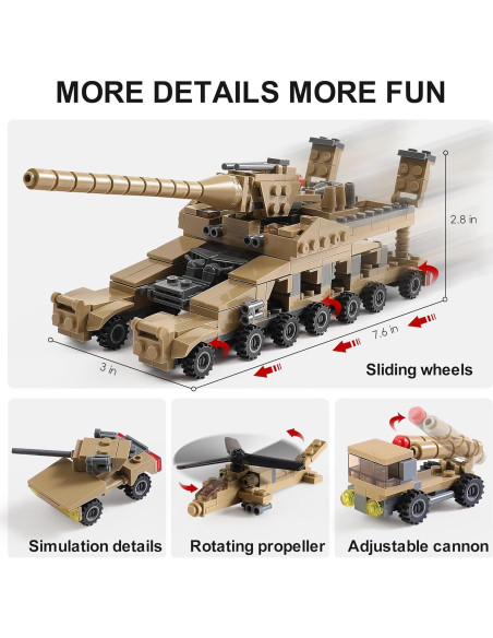 Juguete de Construcción Militar KAZI 33 en 1 con Soldados