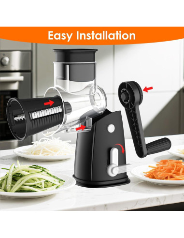 Rallador de Queso Rotativo MealHelper 5 Cuchillas Negro