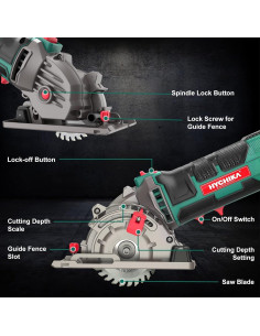 Sierra Circular Mini HYCHIKA 85mm 4500RPM con 3 Cuchillas 2