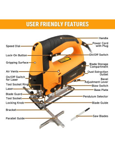 Sierra de vaivén eléctrica Hoteche 800W con guía láser 2