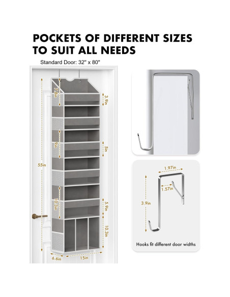 Organizador Sobre la Puerta GGUO 6 Estantes 50LB Gris