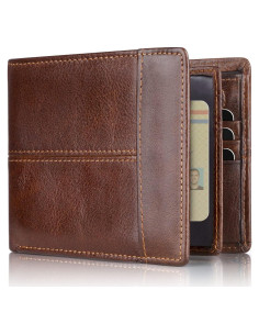 Billetera de Cuero Genuino Swallowmall para Hombres con Bloqueo RFID