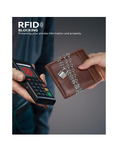 Billetera de Cuero Genuino Swallowmall para Hombres con Bloqueo RFID 2