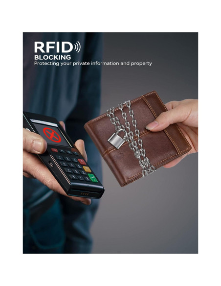 Billetera de Cuero Genuino Swallowmall para Hombres con Bloqueo RFID