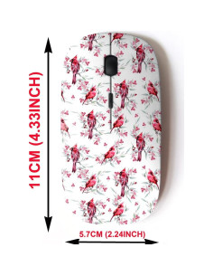 Ratón Inalámbrico 2.4G CJCBROES Diseño Aves Navideñas 2