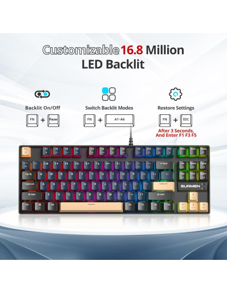 Teclado Mecánico TKL SbocKeeb 87 Teclas RGB Samurái Azul