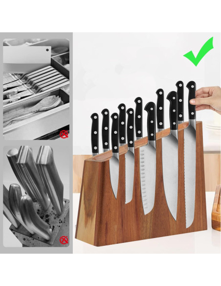 Bloque de cuchillos magnético Uniharpa de madera de acacia 31.75x26.67cm