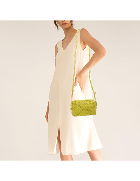 Bolso Cruzado de Cuero Vegano Dabdays Verde Claro 19x8x11cm