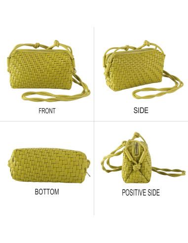 Bolso Cruzado de Cuero Vegano Dabdays Verde Claro 19x8x11cm