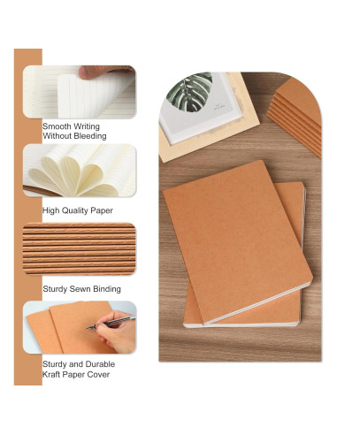 Cuadernos A5 Rayados Kraft miikoul - 4 Pack 60 Páginas