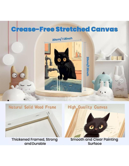 Kit de Pintura por Números Fotasmua Gato Negro 4 Piezas 20x20 cm