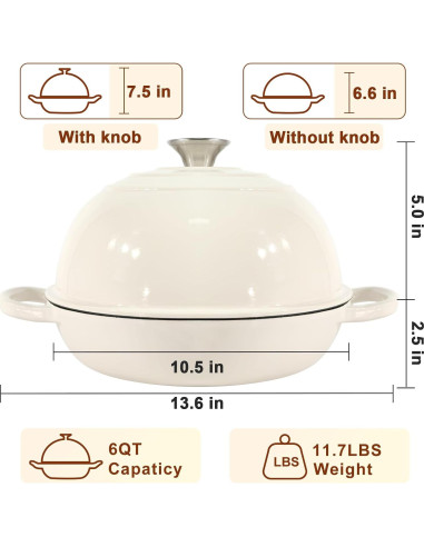 Olla Holandesa AHJ 6QT Hierro Fundido Enameled con Tapa