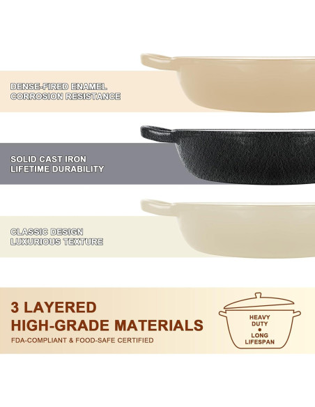 Olla Holandesa AHJ 6QT Hierro Fundido Enameled con Tapa