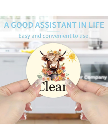 Imán Limpio Sucio para Lavavajillas MENIFEND Vaca Flor 8 cm