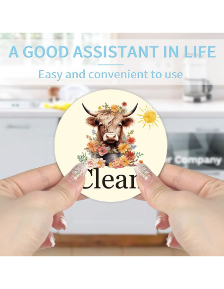 Imán Limpio Sucio para Lavavajillas MENIFEND Vaca Flor 8 cm