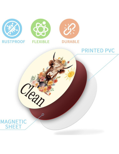 Imán Limpio Sucio para Lavavajillas MENIFEND Vaca Flor 8 cm