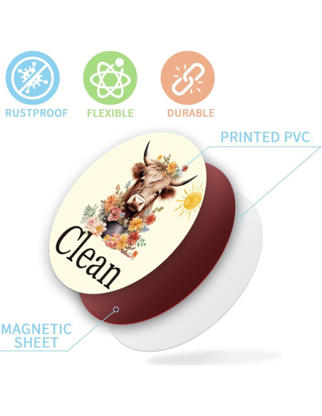 Imán Limpio Sucio para Lavavajillas MENIFEND Vaca Flor 8 cm