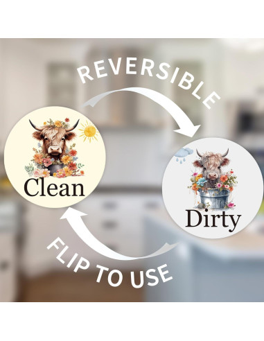 Imán Limpio Sucio para Lavavajillas MENIFEND Vaca Flor 8 cm