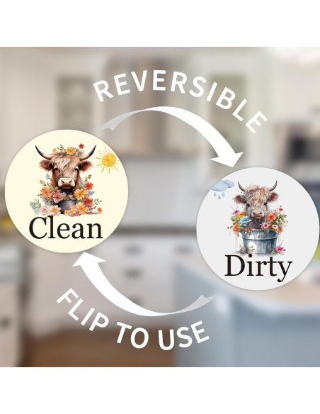 Imán Limpio Sucio para Lavavajillas MENIFEND Vaca Flor 8 cm