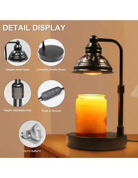 Lámpara Calentadora de Velas LIDORE con Temporizador y USB